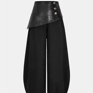 NWT Faux Leather Panel Lantern Pants